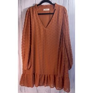 ALTAR'D STATE A Beautiful Soul Orange Dress Swiss Dots Women's Size A 1X